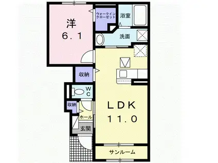 ミストラル(1LDK/1階)の間取り写真