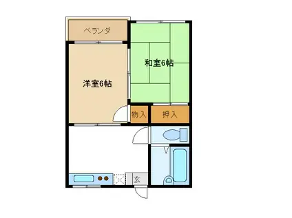 サンセリテかわまた(2DK/2階)の間取り写真