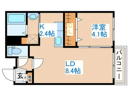 SPARKLE GAKUENNMAE(1LDK/2階)の間取り写真