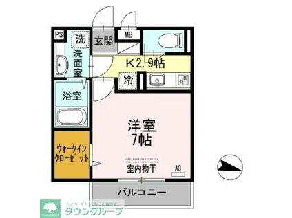 フラット明大前(1K/2階)の間取り写真