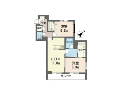 ライブオークK・S(2LDK/1階)の間取り写真