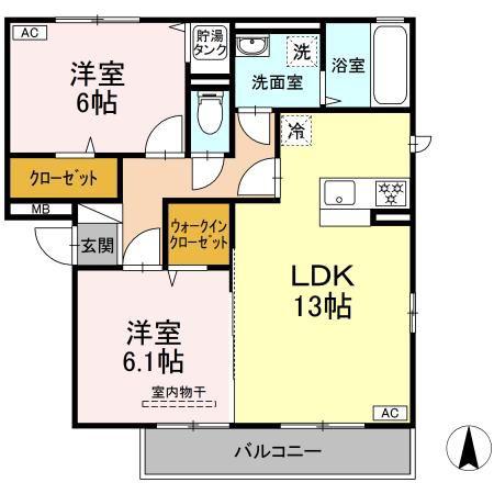 サザンディーズ A(2LDK/2階)の間取り写真
