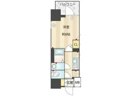 エスタート品川南大井(1K/9階)の間取り写真