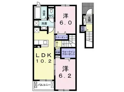 カーサ・アストレアA(2LDK/2階)の間取り写真