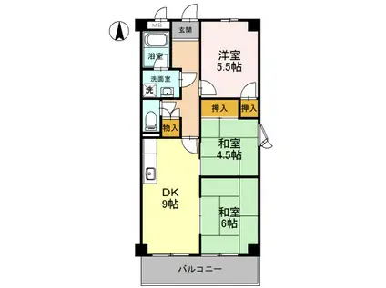 FONTAINE東園田(3DK/6階)の間取り写真