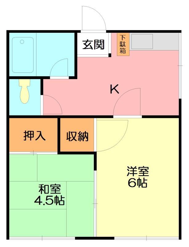 みどりハウス(2K/2階)の間取り写真