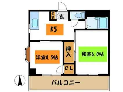 リバーサイドYK(2K/2階)の間取り写真