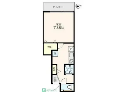 ナズ石神井公園レジデンス(1K/1階)の間取り写真