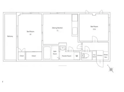 ヒルトップI(2DK/5階)の間取り写真