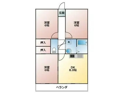 マンションファシール(3DK/1階)の間取り写真