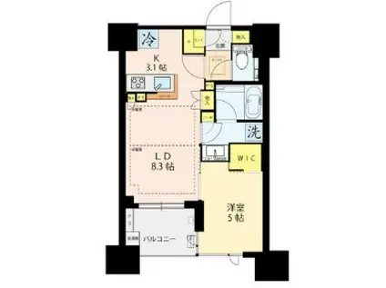 シティハウス四谷津の守坂(1LDK/12階)の間取り写真