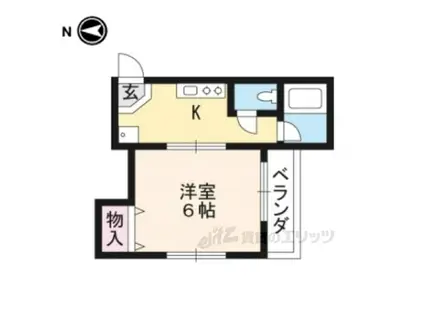 プリジェール太子道(1K/2階)の間取り写真