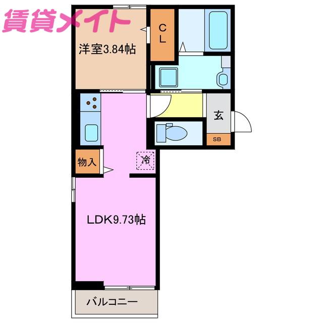 アイティーオーD-ROOM東新町 東館(1LDK/2階)の間取り写真