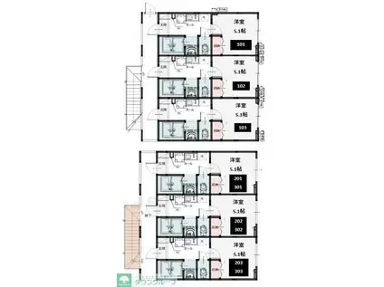 一ノ割アパート(1K/3階)の間取り写真