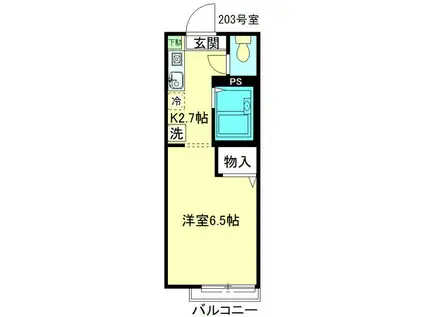 Sフラット(1K/2階)の間取り写真