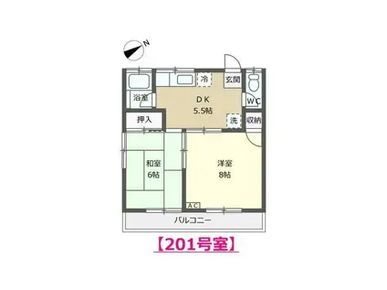 リヴェールS(2DK/2階)の間取り写真