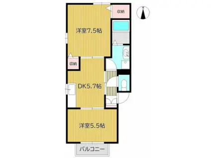 シャーメゾンBIZEN(2DK/2階)の間取り写真