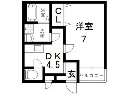 ノイヴェル布施(1DK/3階)の間取り写真