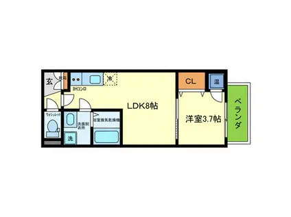 F ASECIA DAMIA(1LDK/1階)の間取り写真