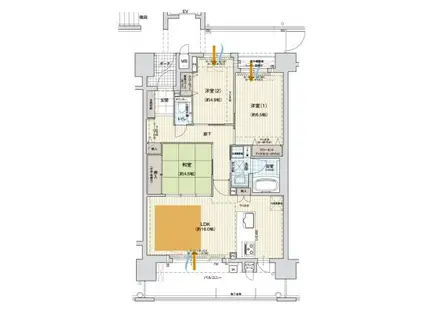 ピアッツァコート郡山駅前ソラーレ(3LDK/2階)の間取り写真