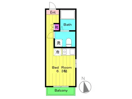 コンフォート読売ランド前参番館(ワンルーム/2階)の間取り写真
