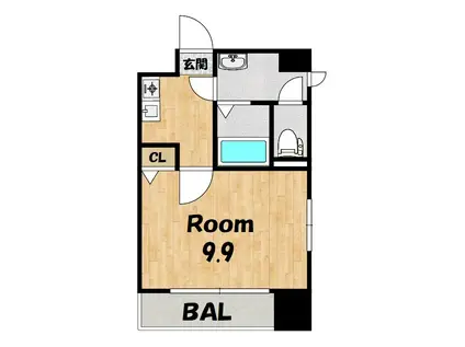 八日市桜館(1K/3階)の間取り写真