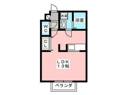 APリバーサイド(ワンルーム/1階)の間取り写真