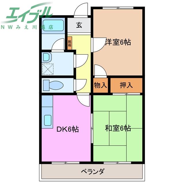 リンピアベルテ(2DK/2階)の間取り写真