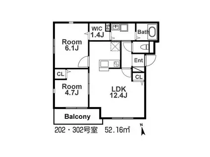 ル・クレール垂水II(2LDK/2階)の間取り写真