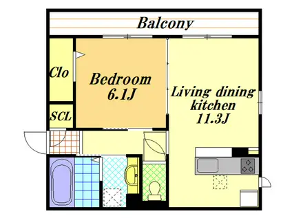 ホワイトコーストポロ(1LDK/3階)の間取り写真