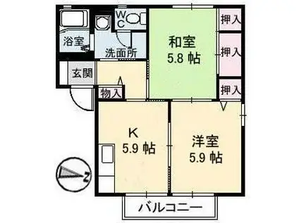 ビットミストラルA・B(2K/2階)の間取り写真