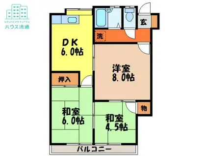 コーポジャスミン(3DK/2階)の間取り写真