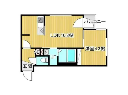 ビナーリオ旭山公園通(1LDK/2階)の間取り写真