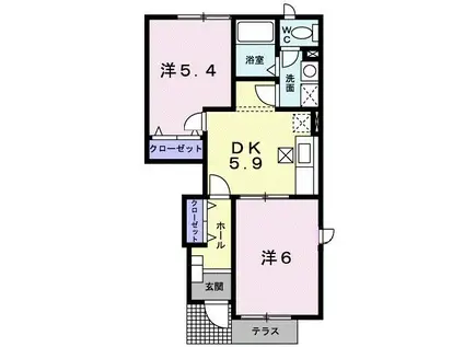 山手メゾン壱 A(2DK/1階)の間取り写真