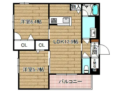 シャーメゾン跡坂(2LDK/1階)の間取り写真