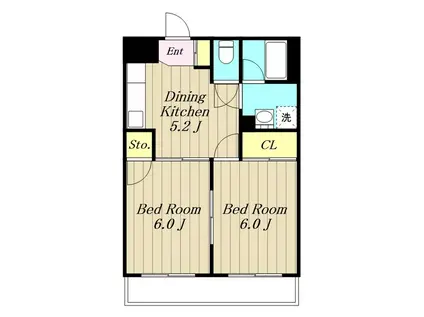 ヴァンヴェール南大沢(2DK/3階)の間取り写真