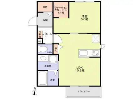 アンソレイユ明大前(1LDK/2階)の間取り写真