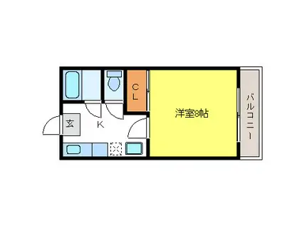 パインズフラット(1K/1階)の間取り写真