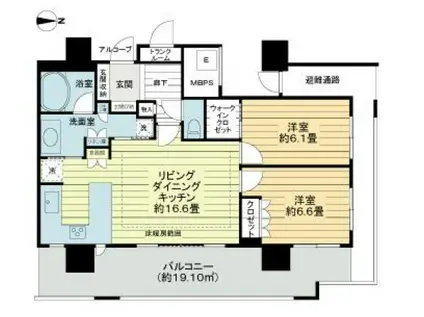 エルザグレース堀江タワー(2LDK/23階)の間取り写真