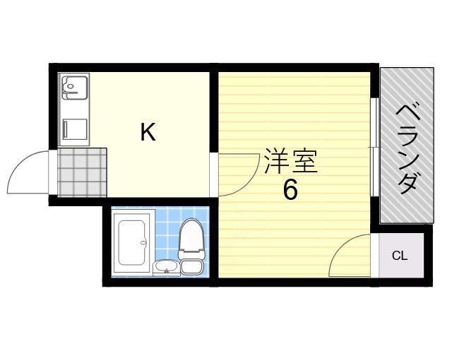 プラザアビコ(1K/4階)の間取り写真