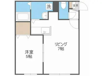 ラシード北大前(1DK/1階)の間取り写真