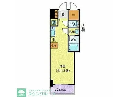 リーフコンフォート本厚木(ワンルーム/12階)の間取り写真