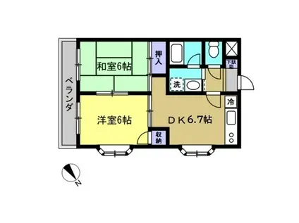 シティークレスト幸(2DK/3階)の間取り写真
