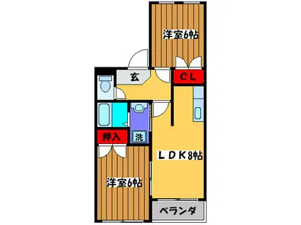 クローバーハウス(2LDK/4階)の間取り写真