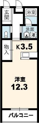 ル トレフル(1K/1階)の間取り写真