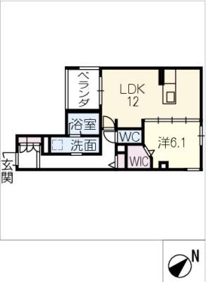 アンビエラ宝が丘(1LDK/1階)の間取り写真