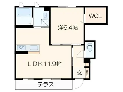 サクラーレ(1LDK/1階)の間取り写真