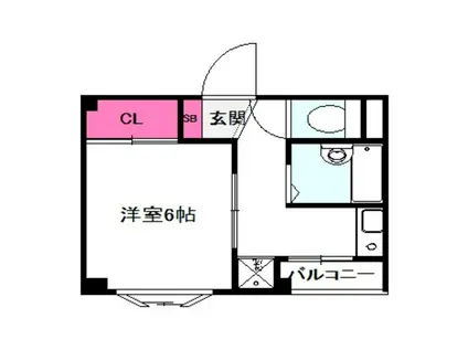 コーポ三原II(1K/2階)の間取り写真