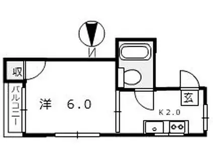 トマトハウスII(1K/2階)の間取り写真