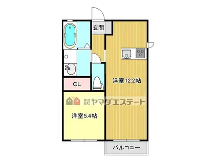 フェリーチェII(1LDK/2階)の間取り写真